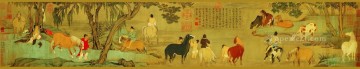 中国の伝統芸術 Painting - 趙孟福の馬の入浴アンティーク中国